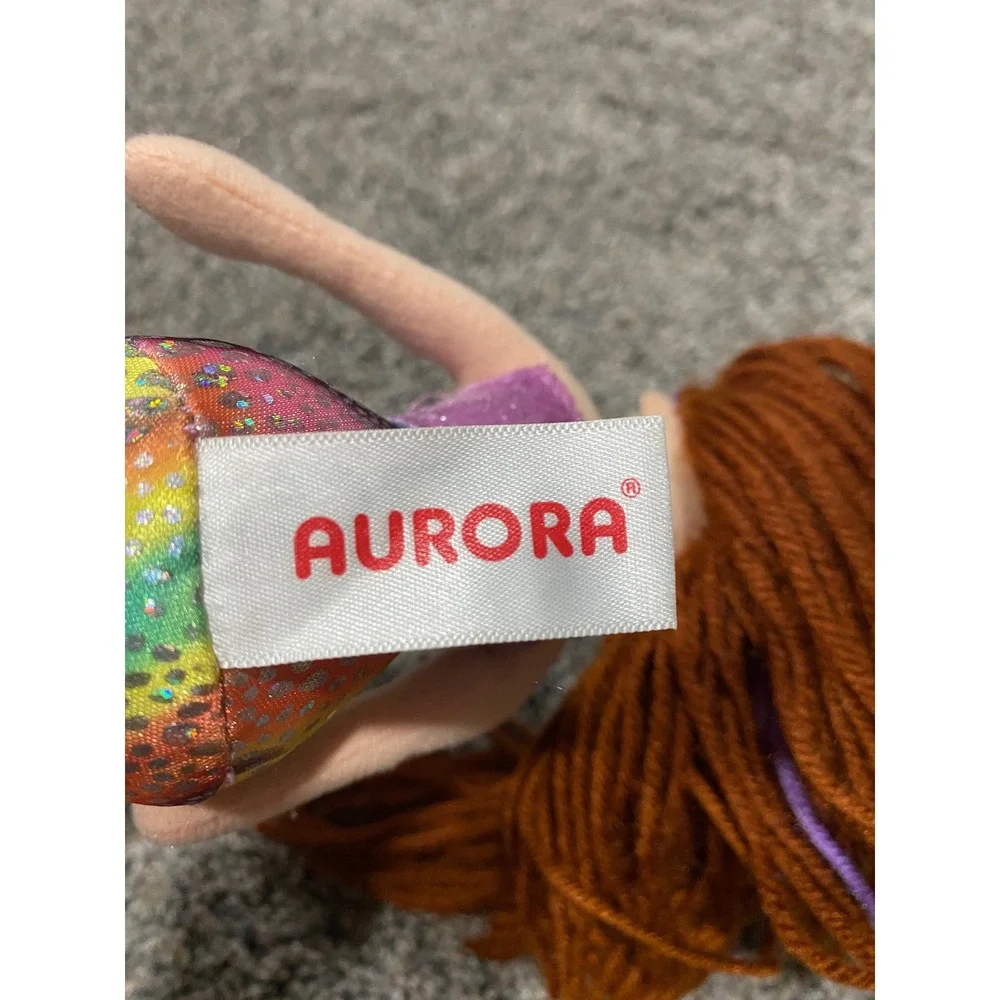 Aurora Mermaid Plush Kids 9 Inch Multicolor Excellent Sea Sparkles Yarn Hair